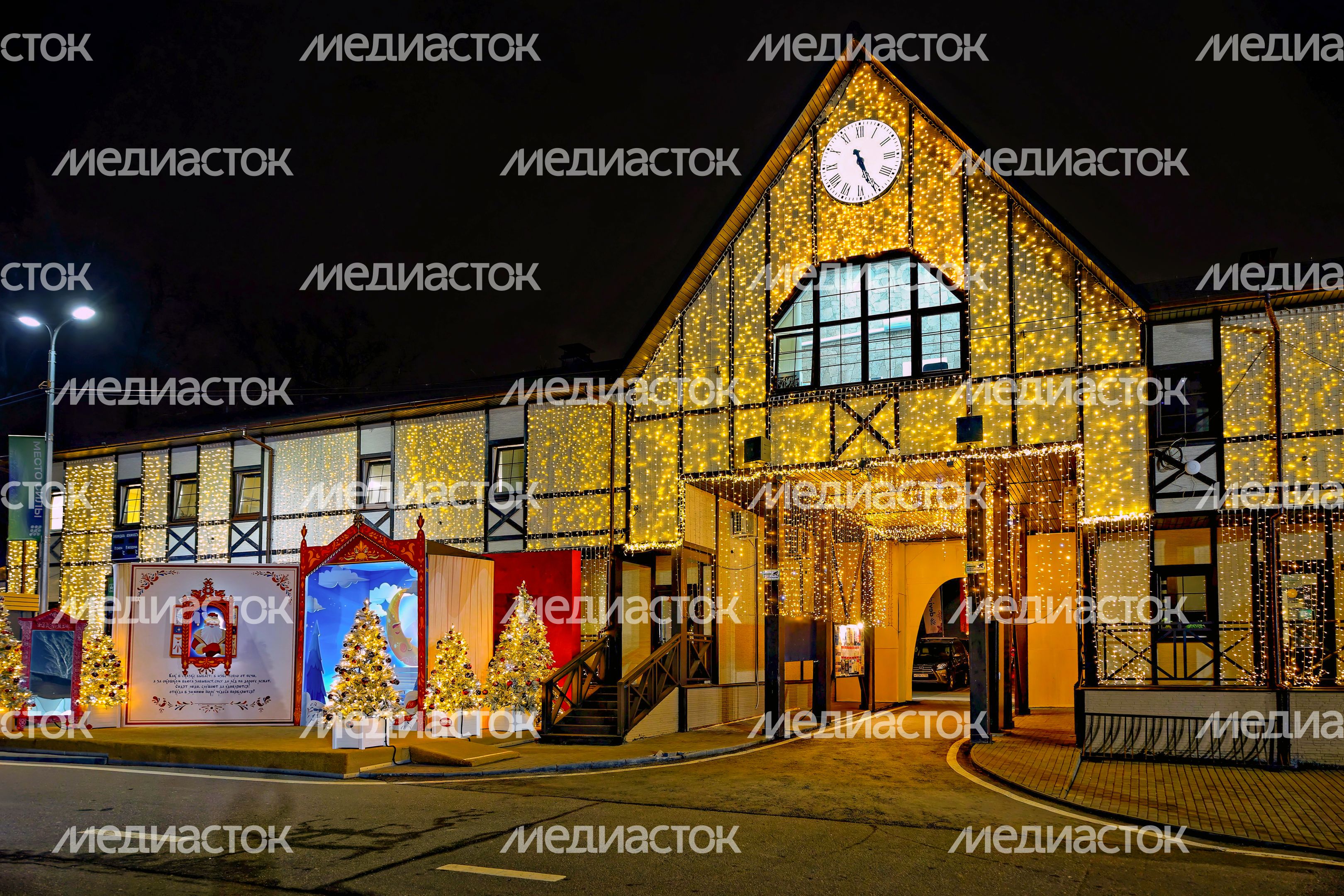Вход в Одинцовский парк спорта, культуры и отдыха создает новогоднее настроение