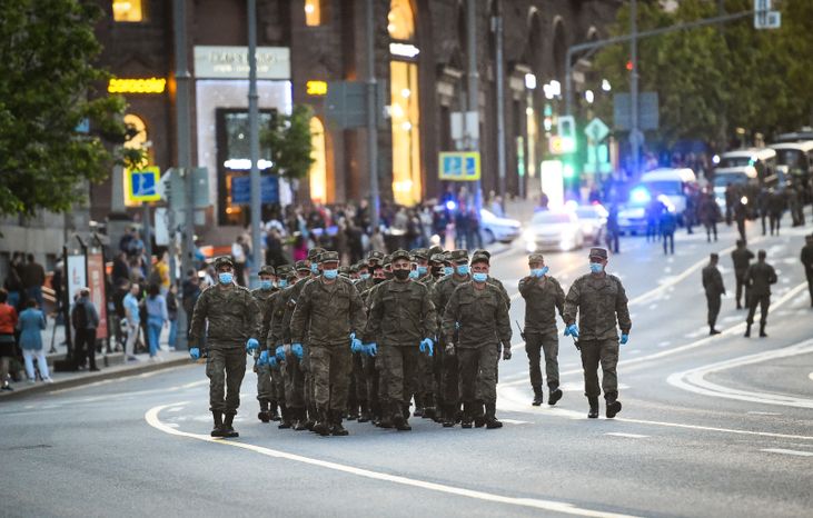 Пешая репетиция парада Победы в Москве