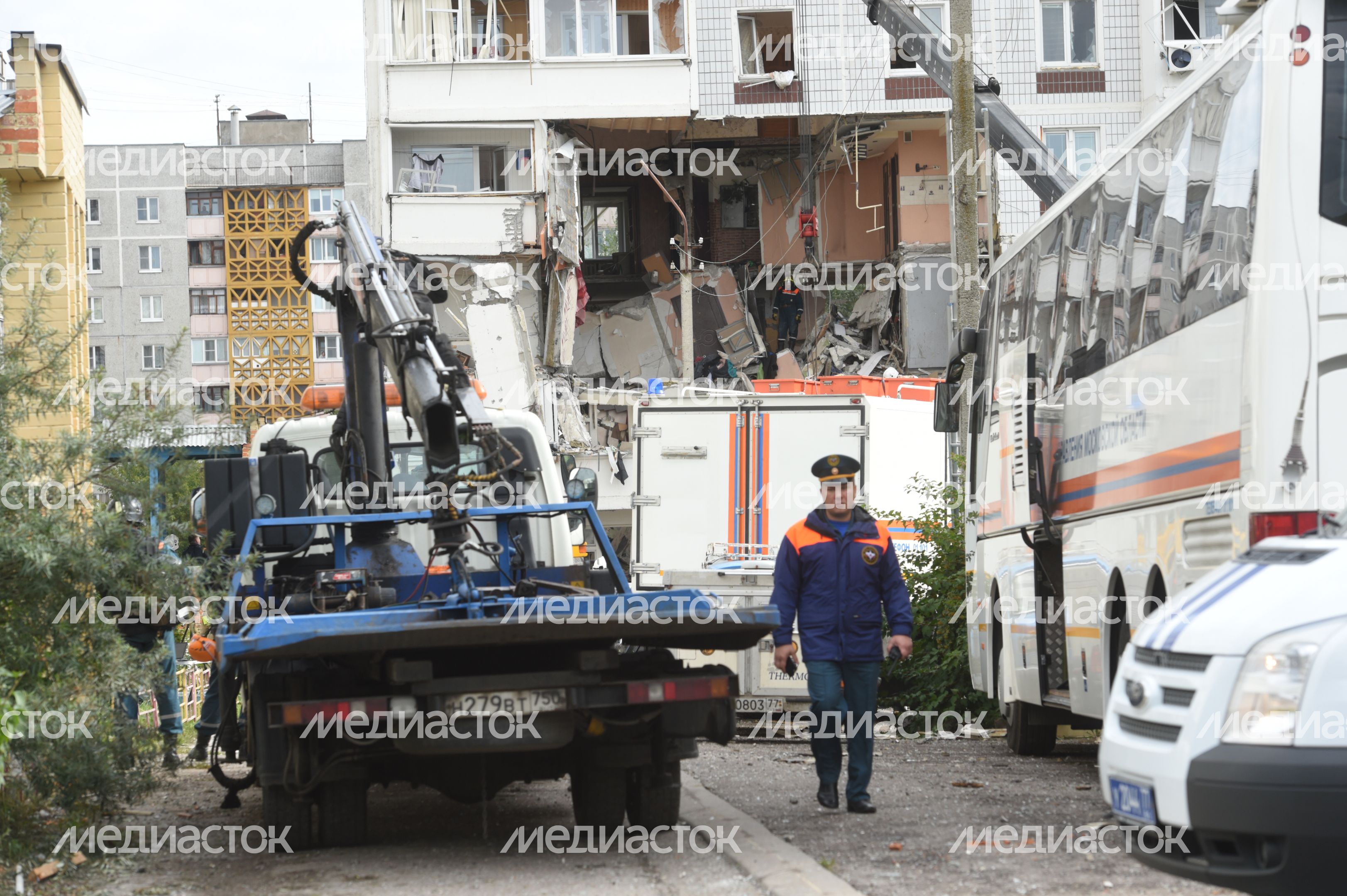 Кадры с места взрыва газа в жилом доме в Ногинске