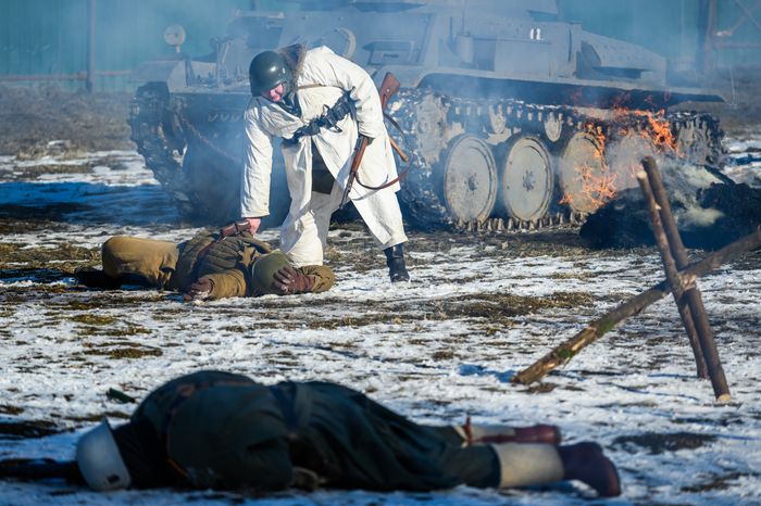 Военно-историческая реконструкция в музее танка Т-34 в Мытищах