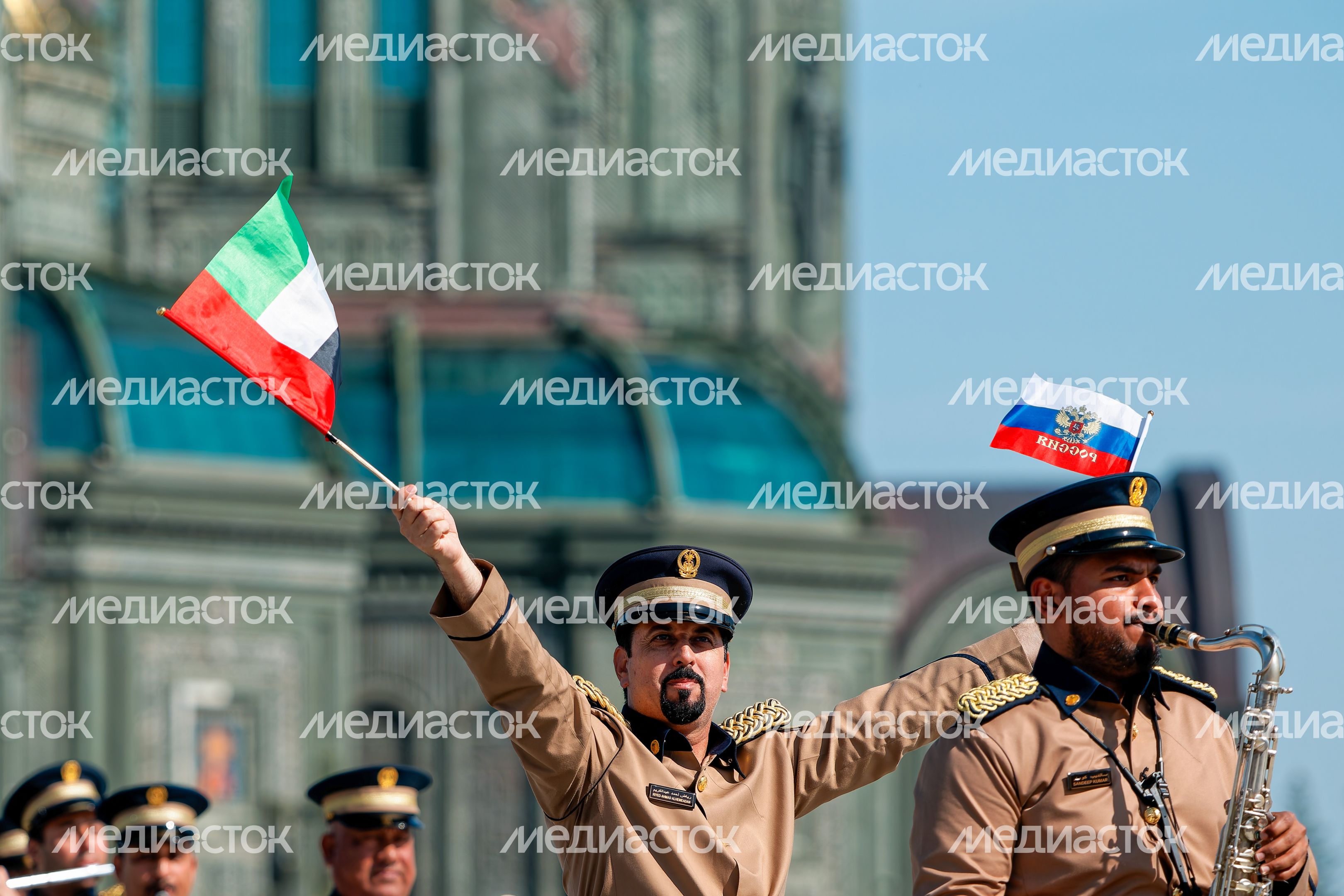 Военный оркестр силовых ведомств Объединенных Арабских Эмиратов на военно-музыкальном фестивале «Спасская башня» у Главного храма ВС РФ