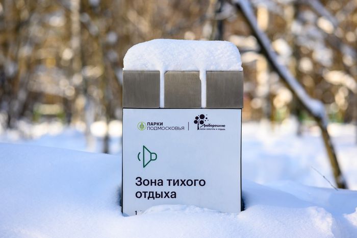 Зона тихого отдыха в Наташинском парке зимой в Люберцах