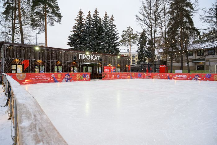 Каток в парке «Пехорка» в Балашихе зимой