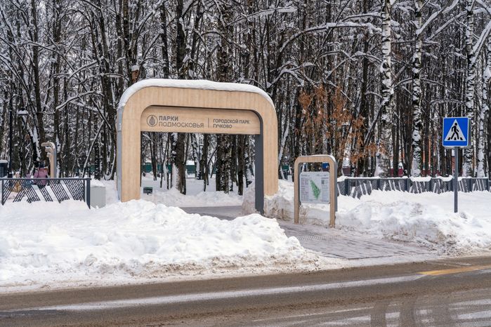 Зима в городском парке «Гучково» в Дедовске округа Истра