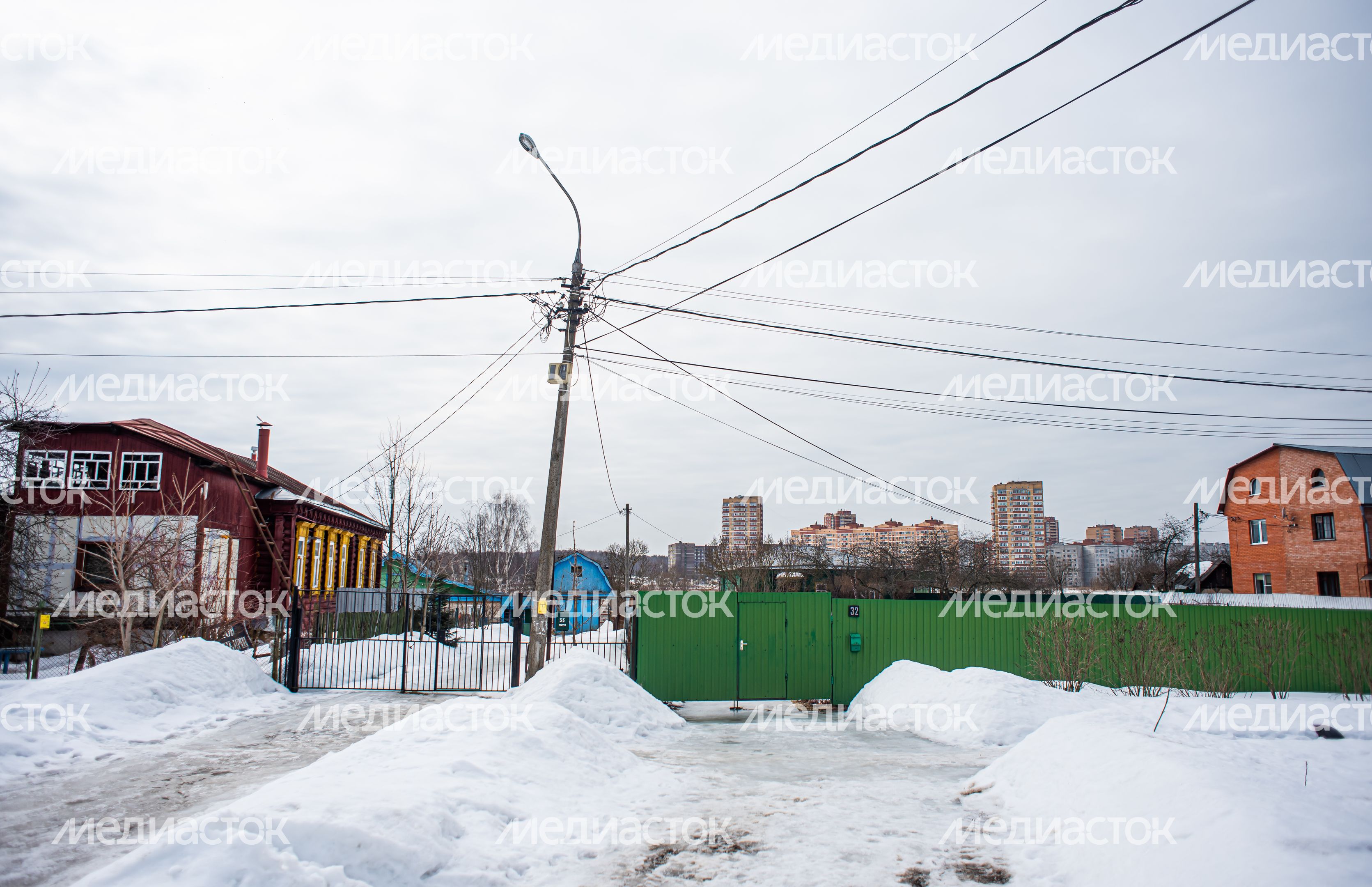 Зимние виды деревни Гребнево