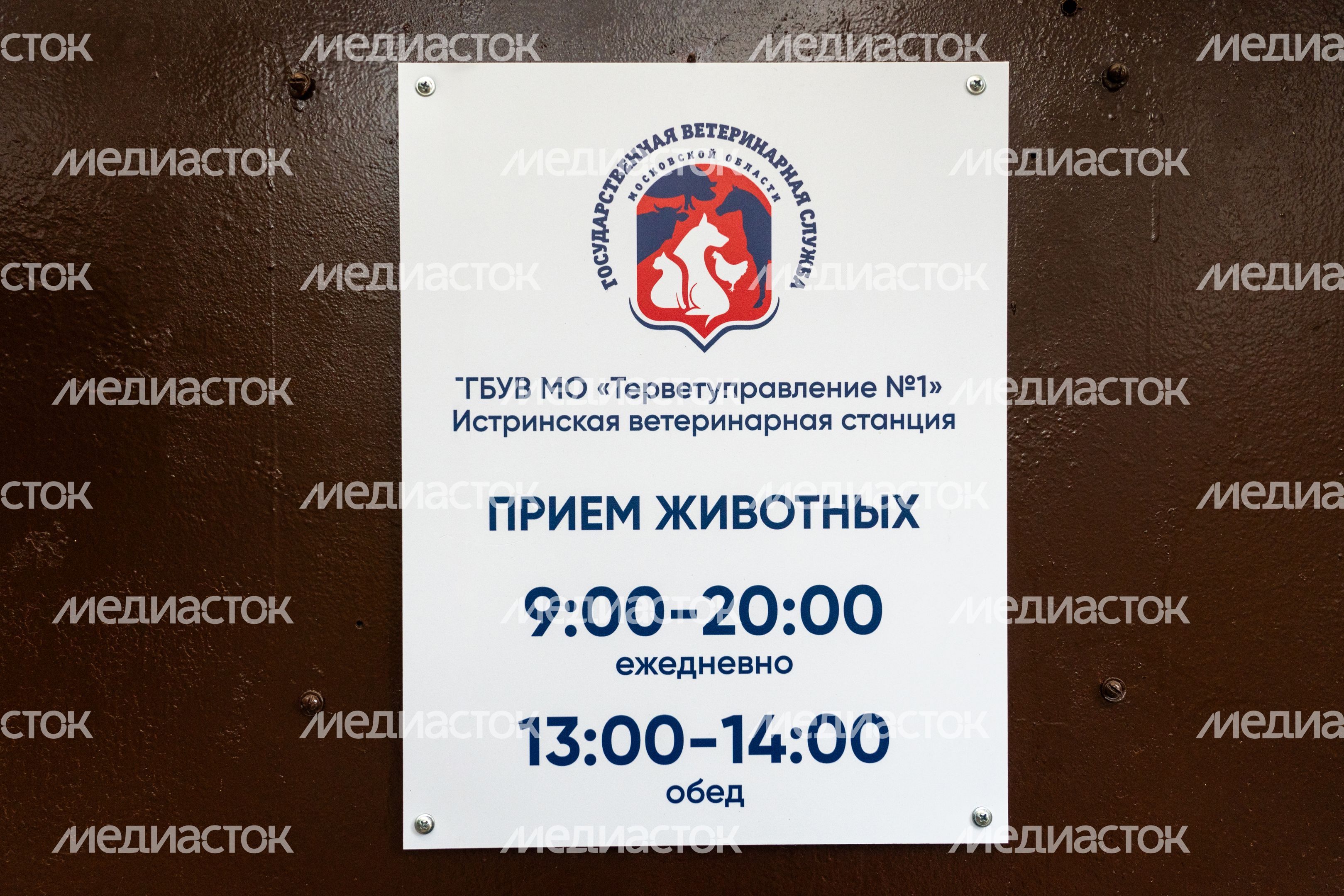 Информационная табличка со временем приема на Истринской ветеринарной станции Информационная табличка со временем приема на Истринской ветеринарной станции