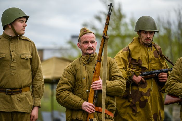 Военно-историческая реконструкция событий мая 1945 года в музее истории танка Т-34 в Мытищах