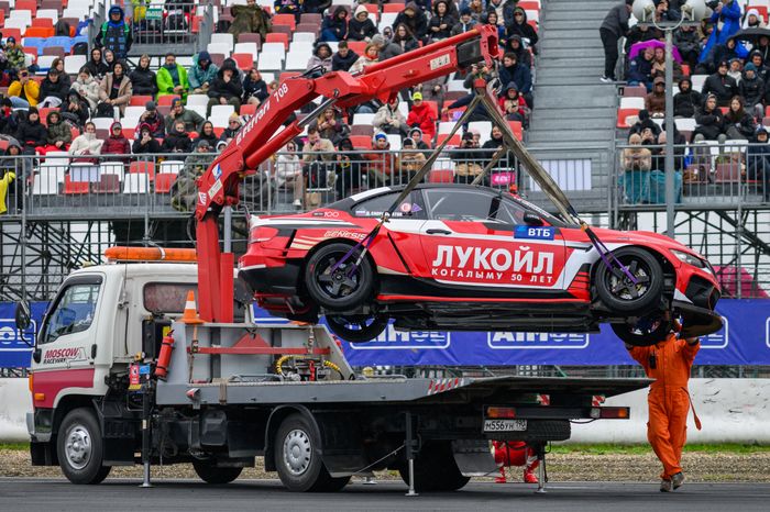 Авария на гоночной трассе Российской дрифт серии 2025