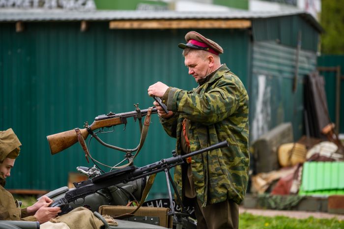 Военно-историческая реконструкция событий мая 1945 года в музее истории танка Т-34 в Мытищах