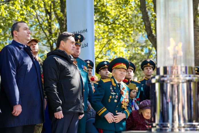 Андрей Воробьев на церемонии зажжения Вечного огня в Королеве