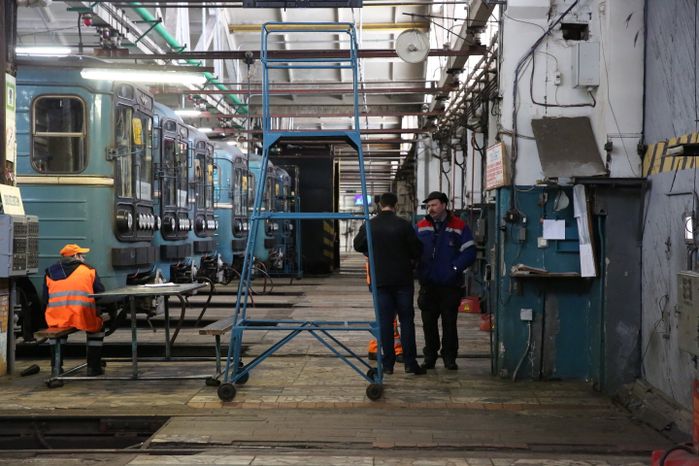 Дезинфекция вагонов метро в электродепо «Калужское»