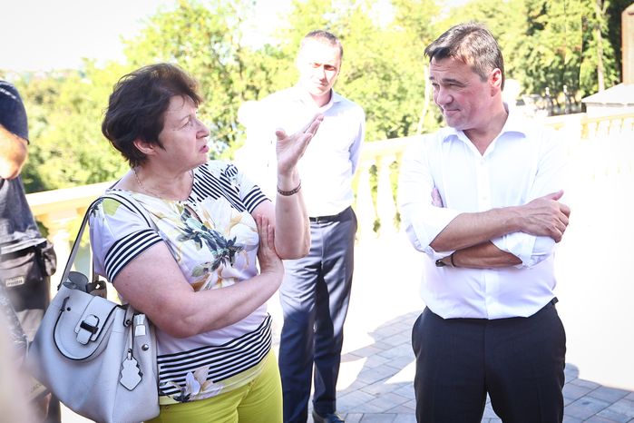 Проверка хода работ по благоустройству парка Талалихина в Подольске Губернатором Подмосковья