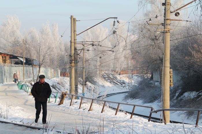 Вид на заснеженную улицу в Королеве