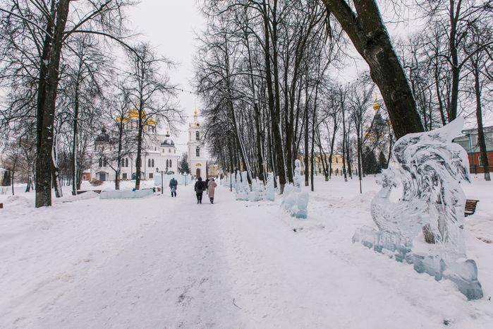 Дмитров. Ледяные скульптуры на Исторической площади