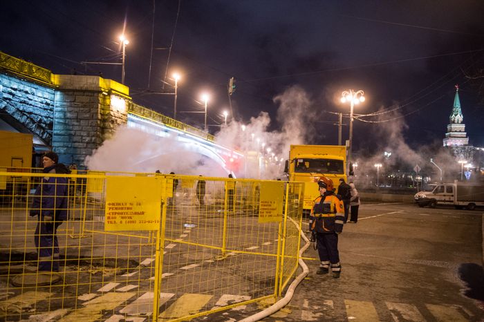 Прорыв трубы в центре Москвы
