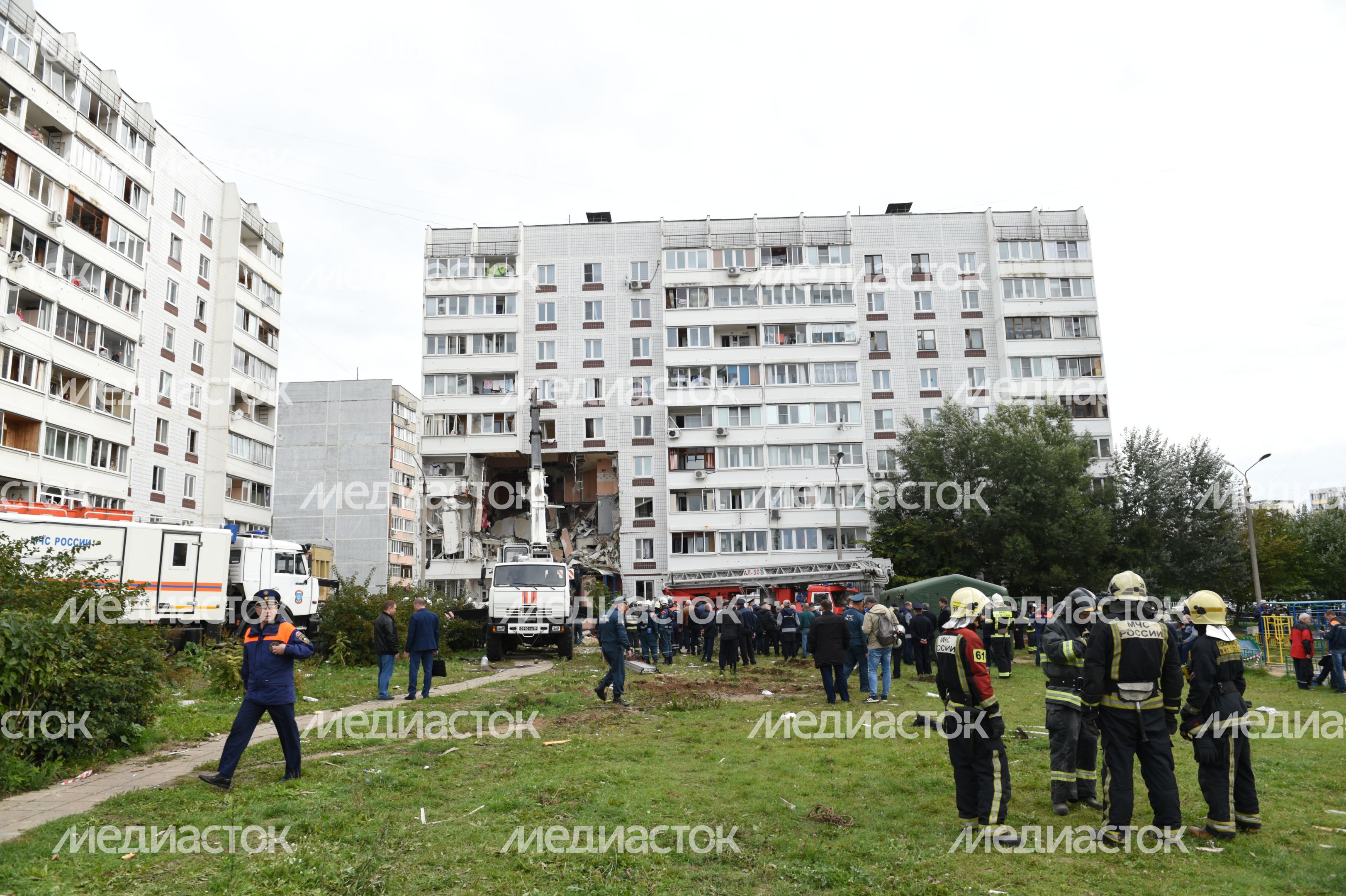 Кадры с места взрыва газа в жилом доме в Ногинске