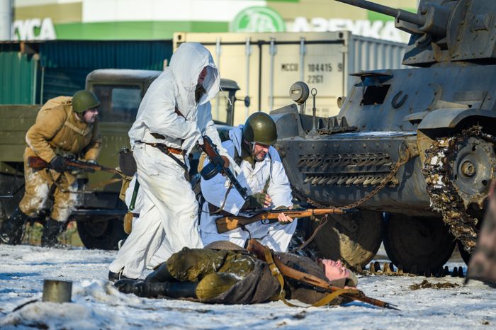 Военно-историческая реконструкция в музее танка Т-34 в Мытищах