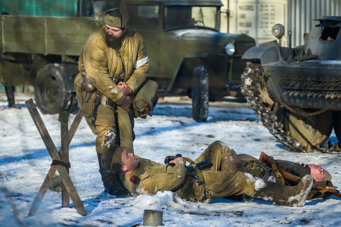 Военно-историческая реконструкция в музее танка Т-34 в Мытищах
