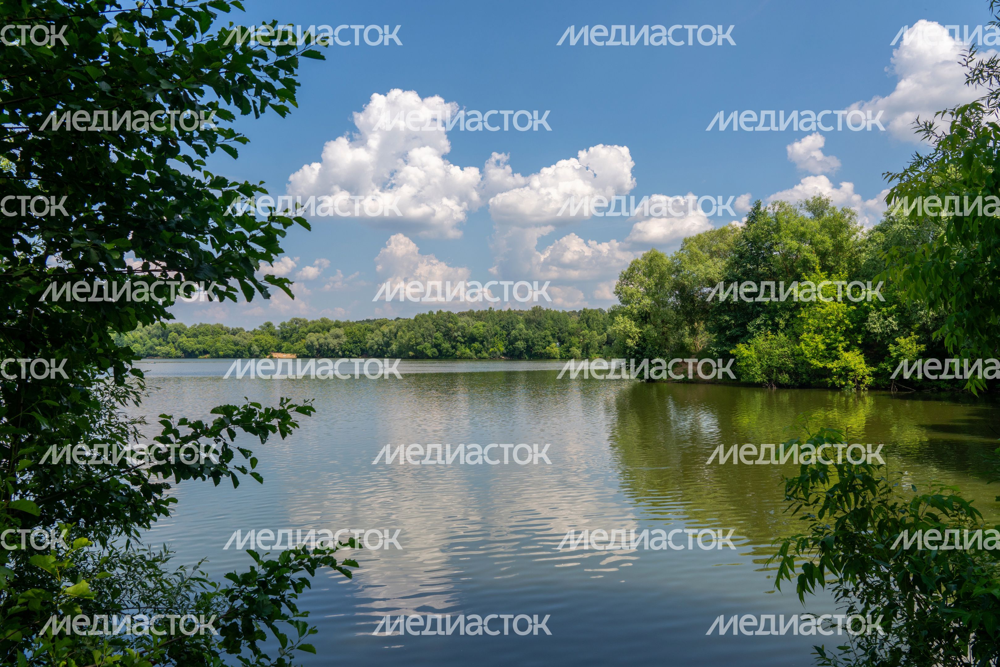 Отдых у воды на берегу Граверного карьера у деревни Солнышково округа Чехов