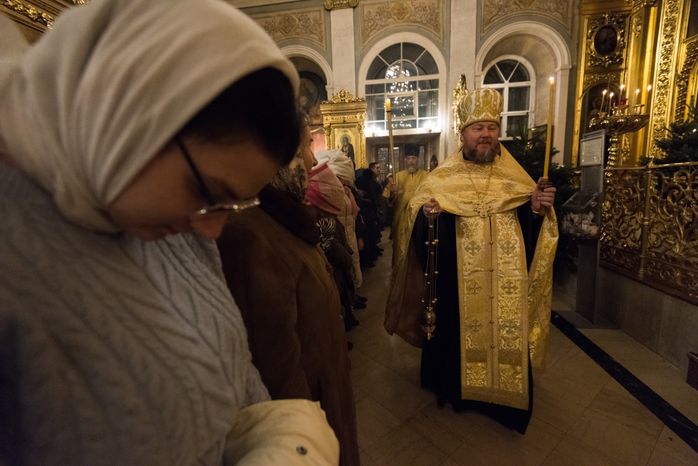 Рождественское богослужение в Богоявленском Кафедральном Соборе в Москве