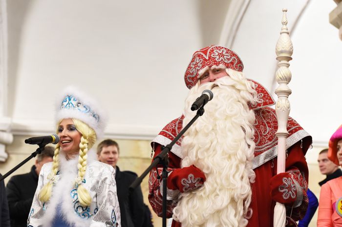 Запуск Новогоднего поезда в метро Москвы