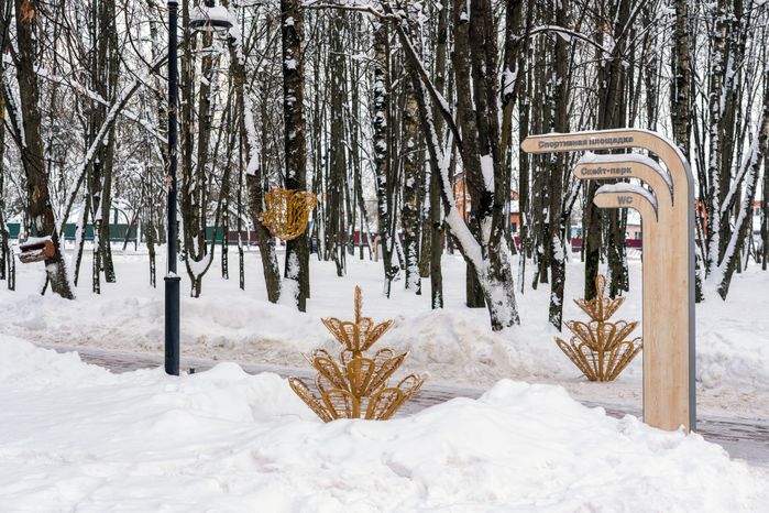Зима в городском парке «Гучково» в Дедовске округа Истра