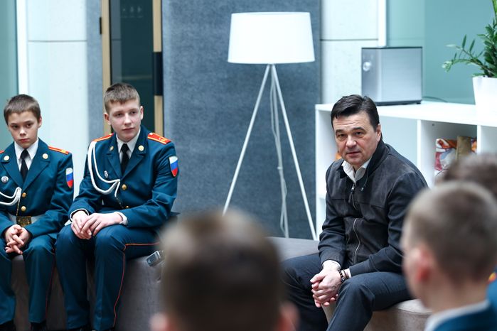 Встреча Губернатора Подмосковья с ребятами из кадетской школы «Корабелы Прионежья»