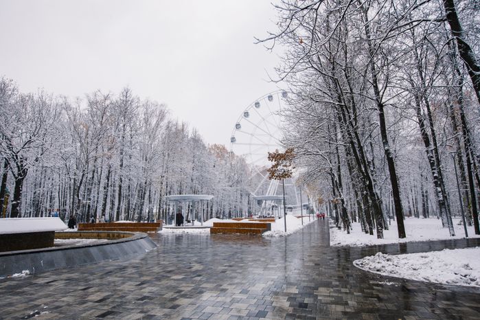 Первый снег в парке имени Л.Н. Толстого в Химках