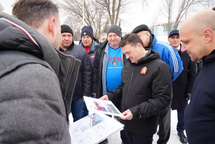 Посещение места строительства нового стадиона «Торпедо» в Люберцах Губернатором Подмосковья