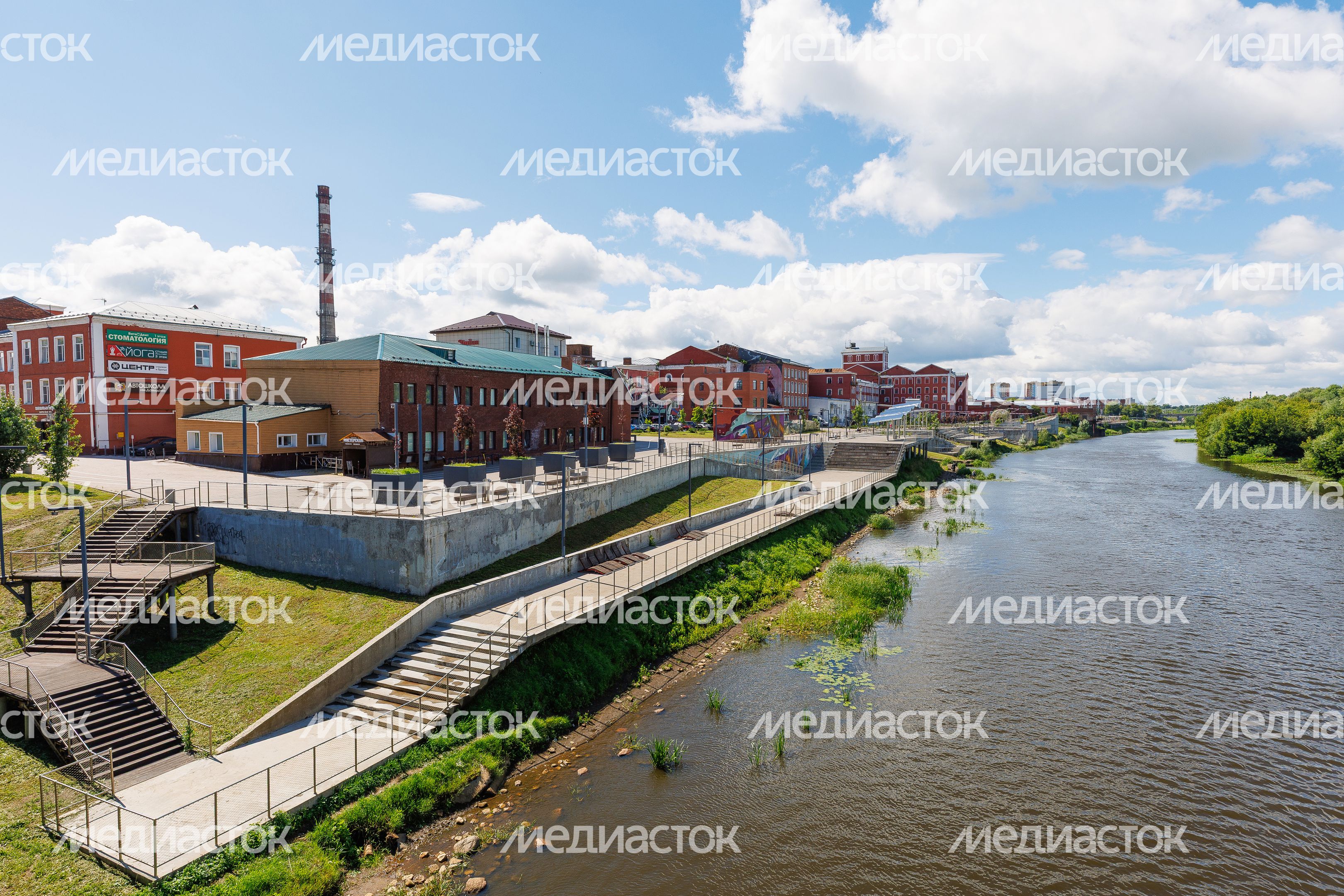 Набережная реки Клязьмы в городе Орехово-Зуево