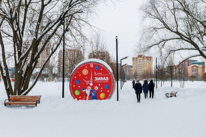 Городской парк культуры и отдыха зимой в Долгопрудном