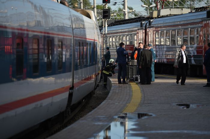 Столкновение поездов на Курском вокзале в Москве
