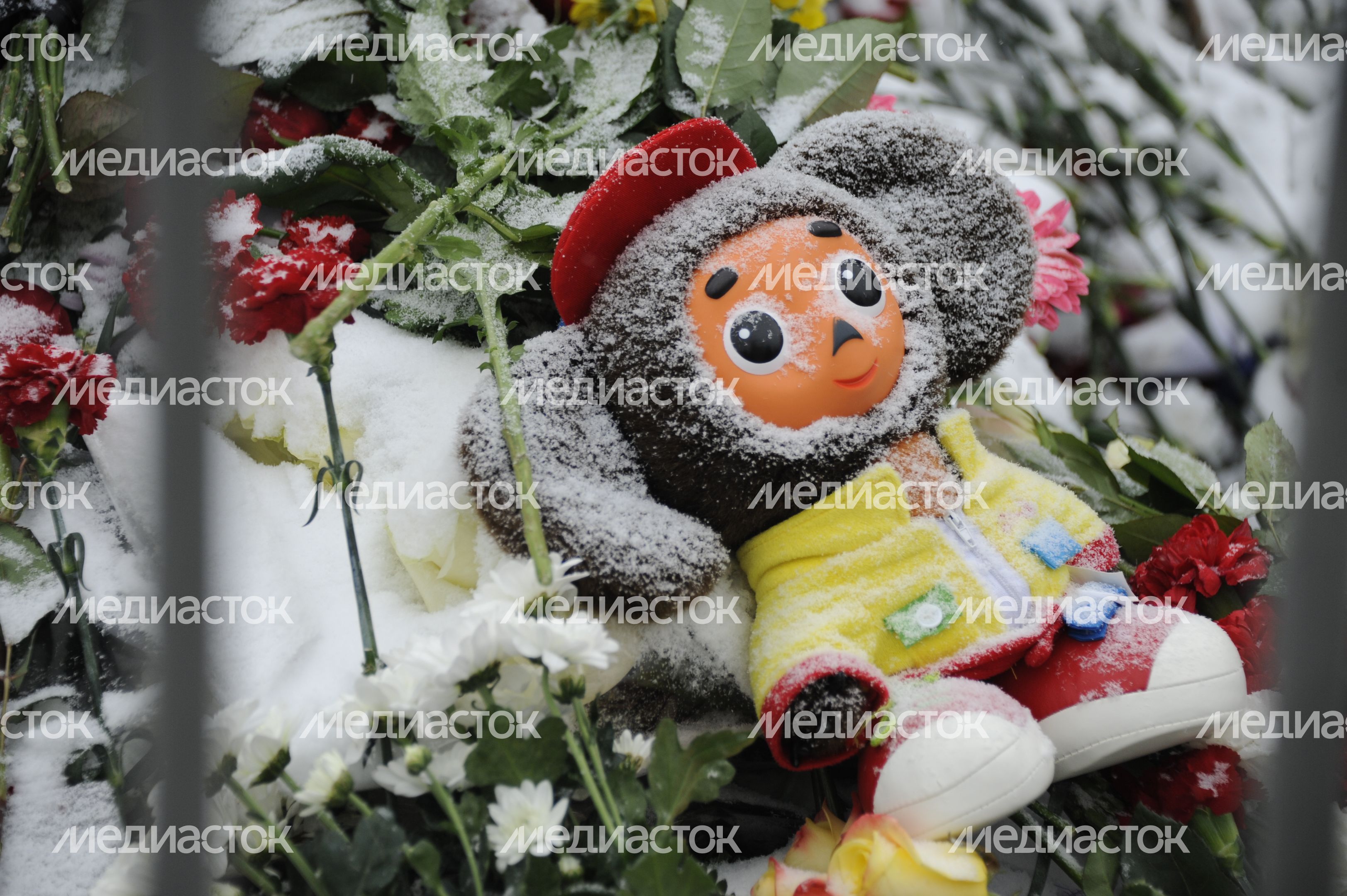 Цветы у посольства Франции в Москве