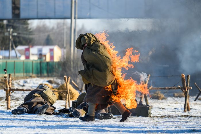 Военно-историческая реконструкция в музее танка Т-34 в Мытищах
