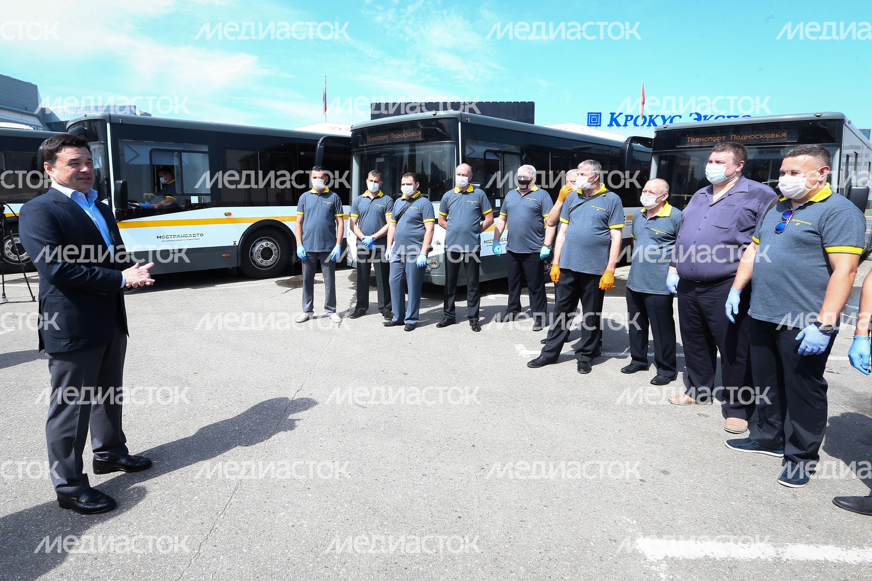Проверка губернатором Подмосковья готовности к отправке в филиалы АО «Мострансавто» новых пассажирских автобусов