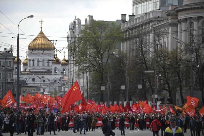 Первомайская демонстрация в честь Дня труда в Москве