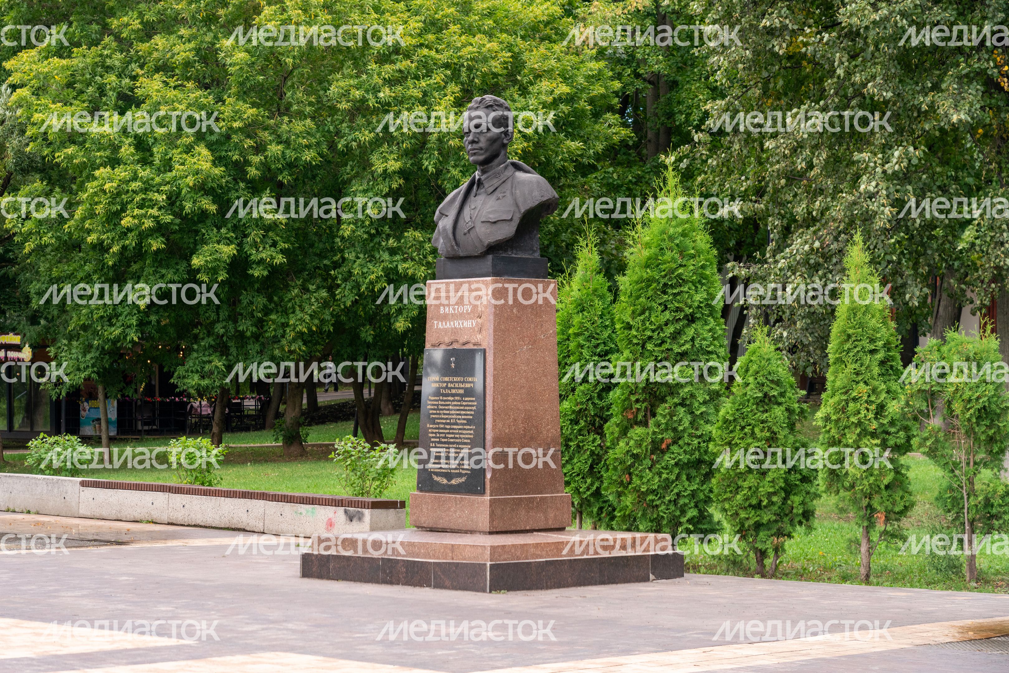Бюст Виктора Талалихина в парке культуры и отдыха имени Виктора Талалихина в Подольске Бюст Виктора Талалихина в парке культуры и отдыха имени Виктора Талалихина в Подольске