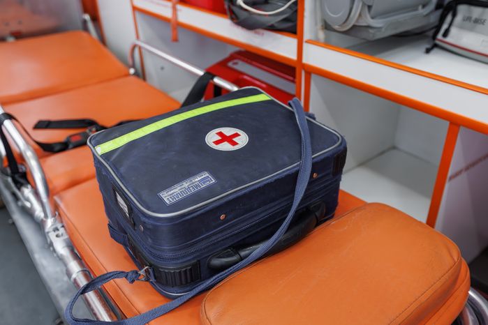 Машина скорой помощи на новом Мякининском посту в Красногорске
