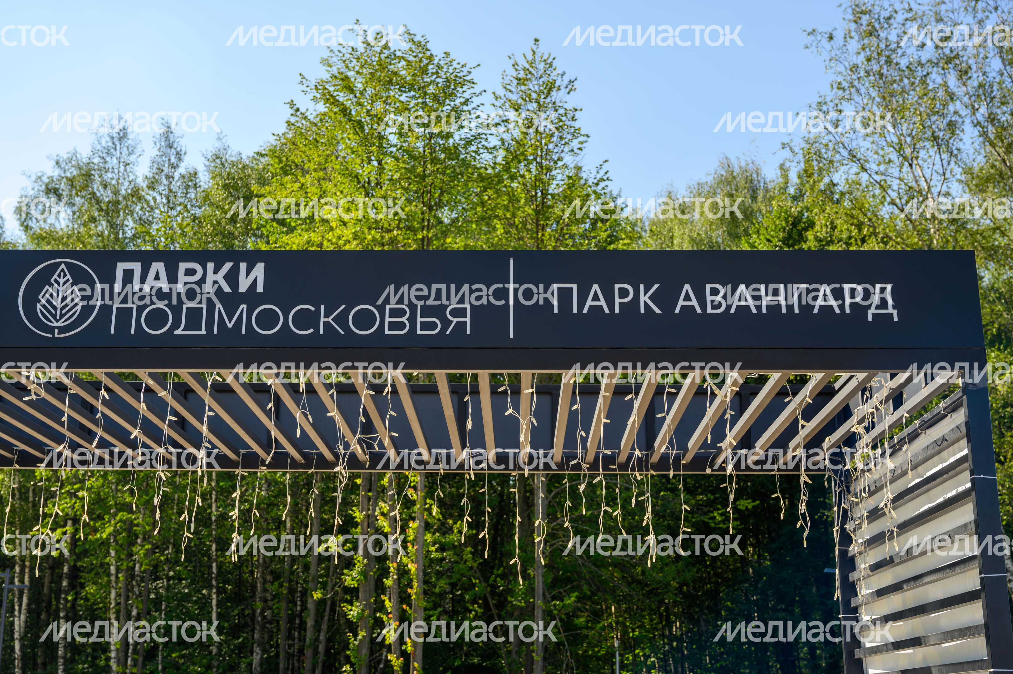 Входная группа парка «Авангард» летом в Электростали Входная группа парка «Авангард» летом в Электростали
