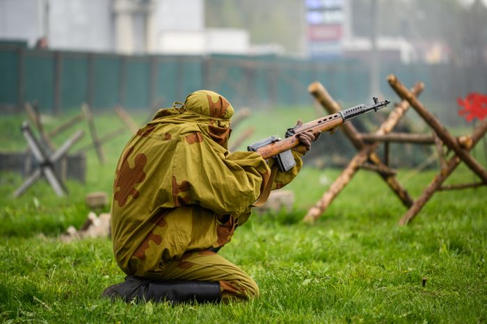 Военно-историческая реконструкция событий мая 1945 года в музее истории танка Т-34 в Мытищах