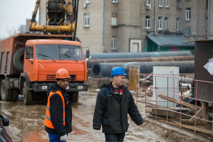 Строительство станции метро «Хорошевская» в Москве