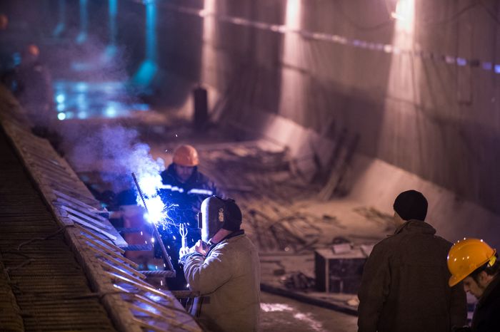 Строительство станции метро «Хорошевская» в Москве