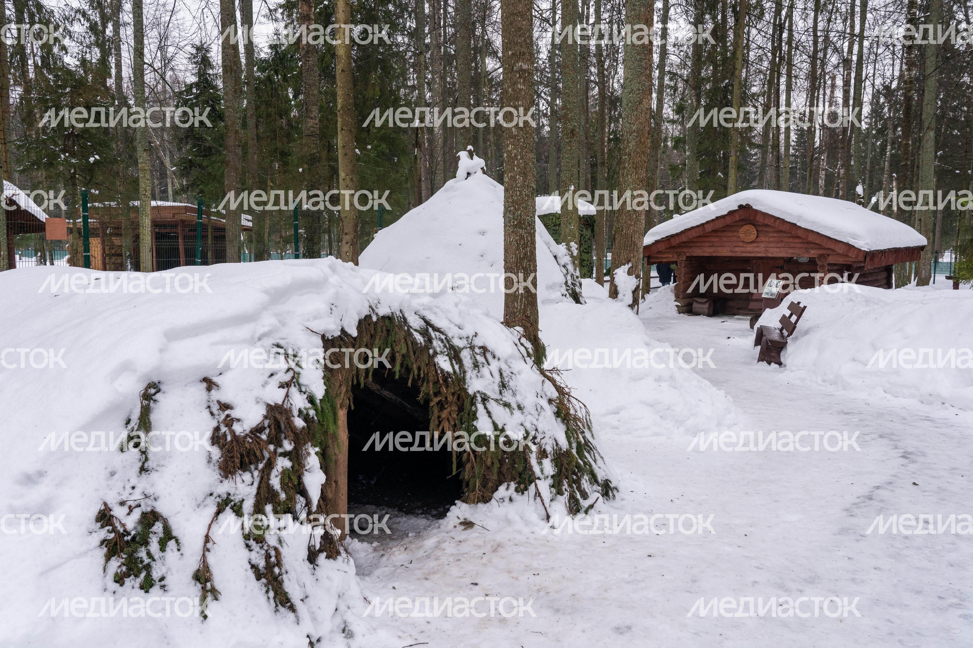 Парк «Патриот». Военно-исторический комплекс «Партизанская деревня». Зима Парк «Патриот». Военно-исторический комплекс «Партизанская деревня». Зима