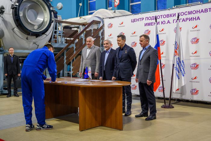 Экзаменационная тренировка космонавта Роскосмоса Андрея Федяева в Центре подготовки космонавтов в Звездном городке