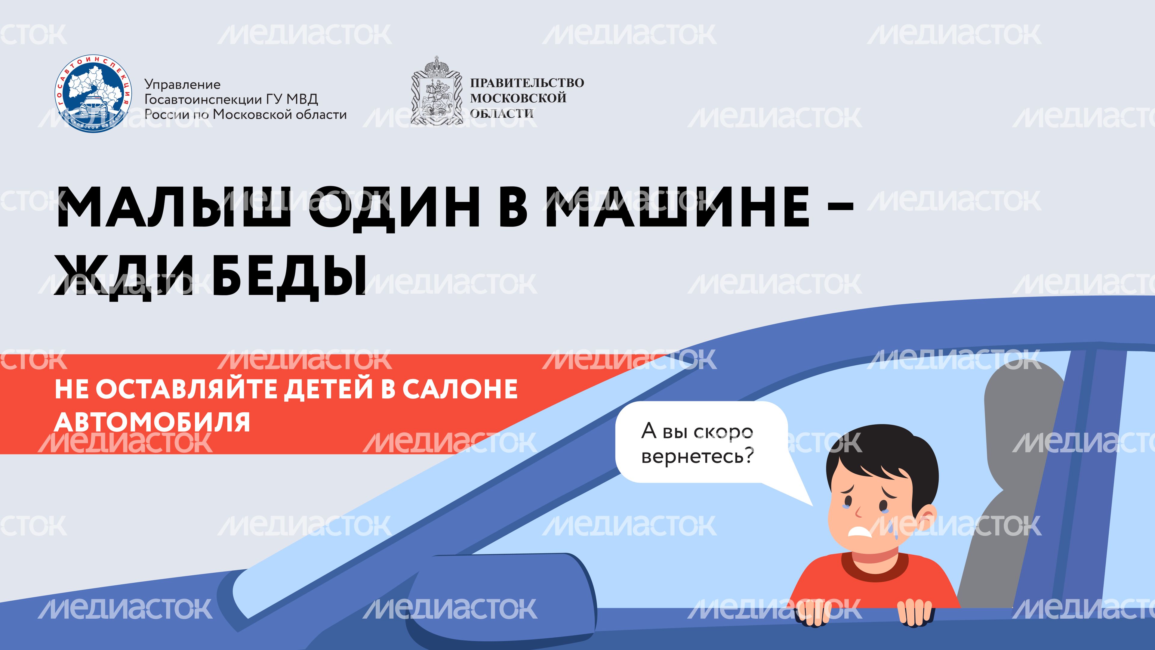 Малыш один в машине Горизонталь 01