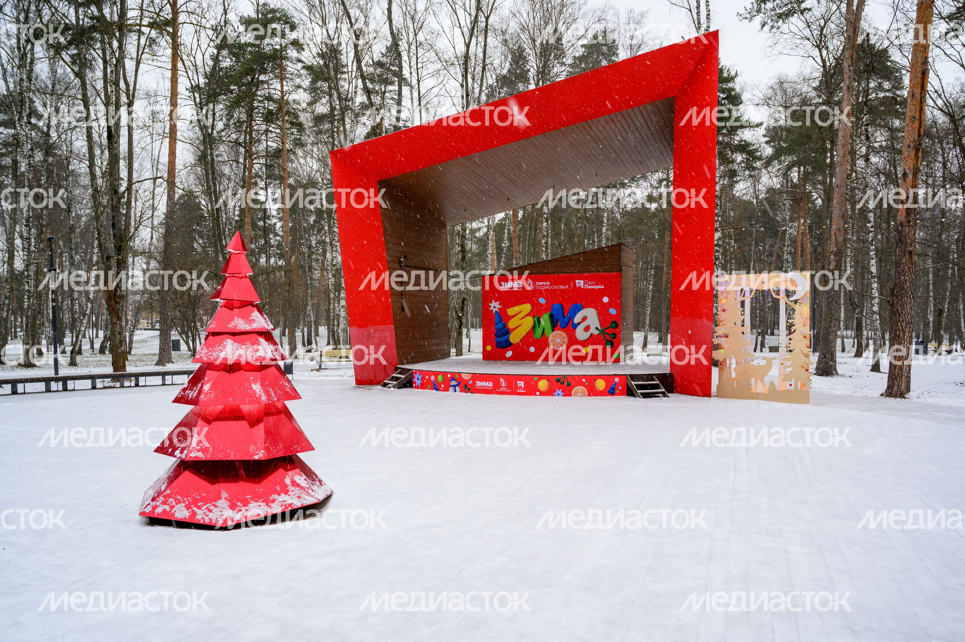 Сцена в парке «Пехорка» в Балашихе зимой Сцена в парке «Пехорка» в Балашихе зимой