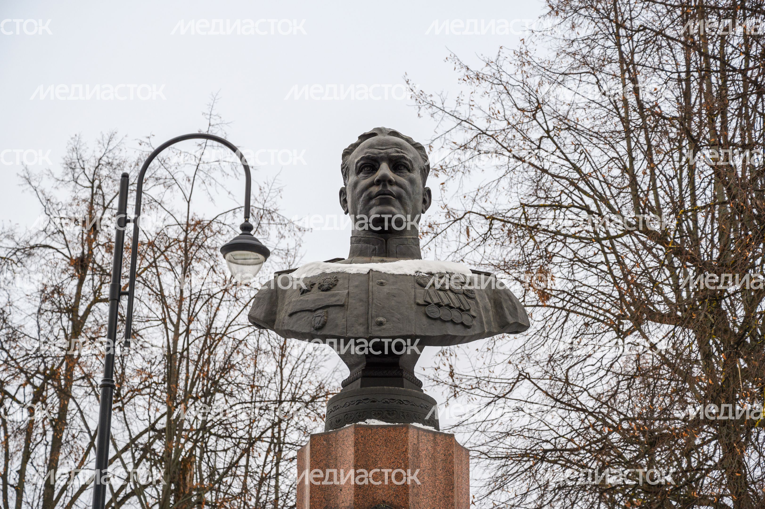 Бюст дважды Героя Советского Союза В.А. Зайцева в сквере его имени в Коломне Бюст дважды Героя Советского Союза В.А. Зайцева в сквере его имени в Коломне