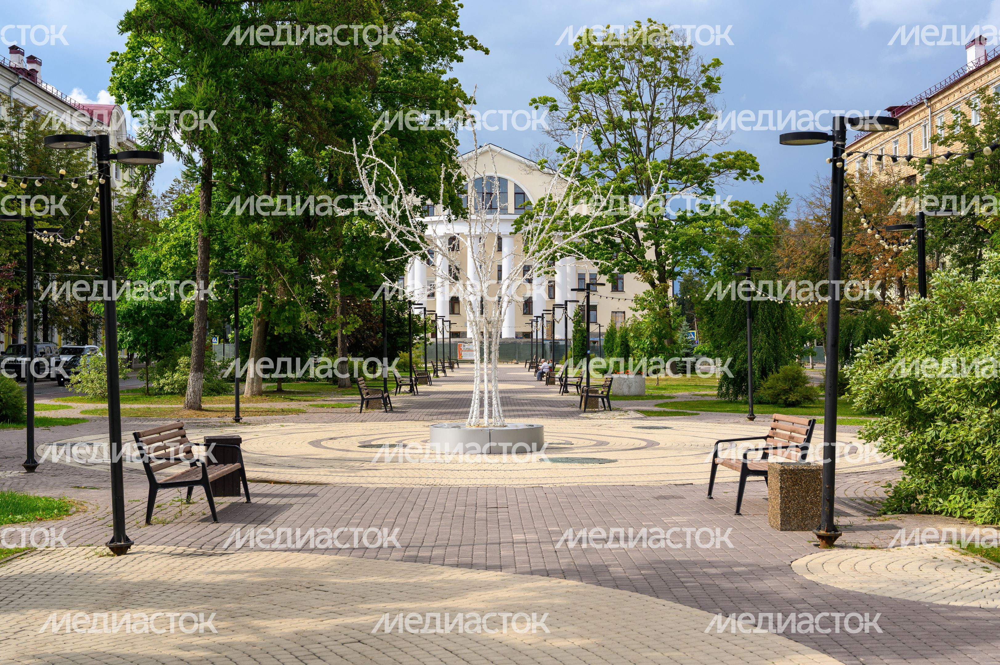 Центральная аллея на проспекте Ленина в Электростали после благоустройства