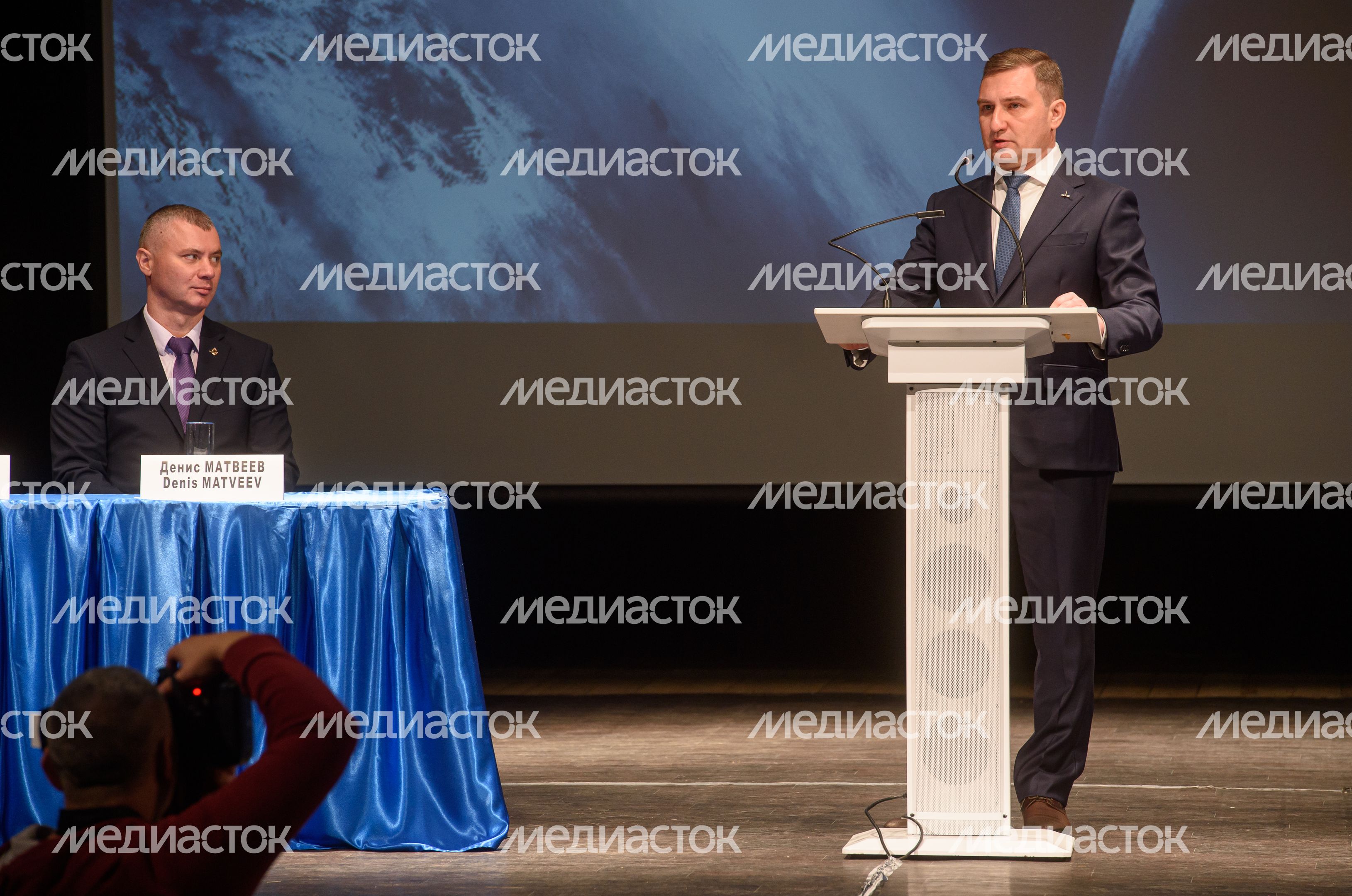 Торжественная встреча космонавтов и астронавтов 67-й длительной экспедиции на МКС