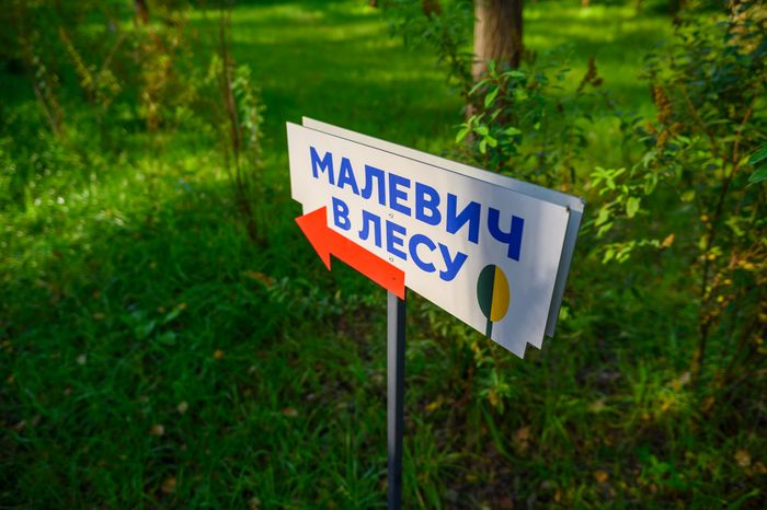 Указатель в парке Малевича Одинцовского округа осенью